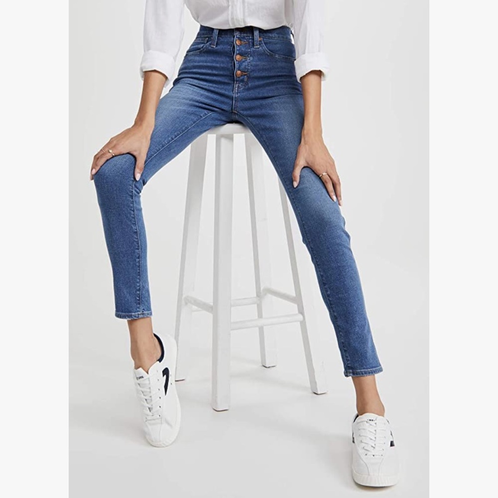 Madewell 10 inch High Rise Button Front Skinny jeans